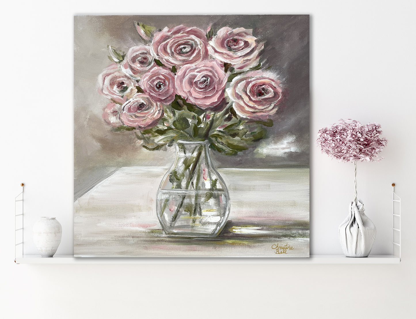 Original Fine Art Paintings Beautiful Artwork Small Canvas Oil Paintings on Paper Framed Landscapes Floral Flowers Still Life by Artist Christine Bell Elegant Wall Art Home Decor