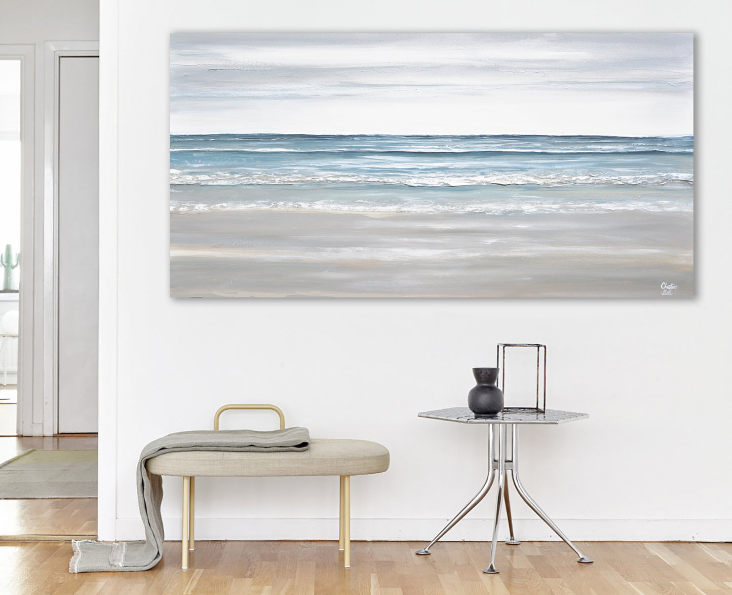 Original Coastal Abstract Painting Seascape Modern Impresssionist Textured Ocean Beach Artwork Gallery Paintings Contemporary Minimalist Home Decor Interior Design