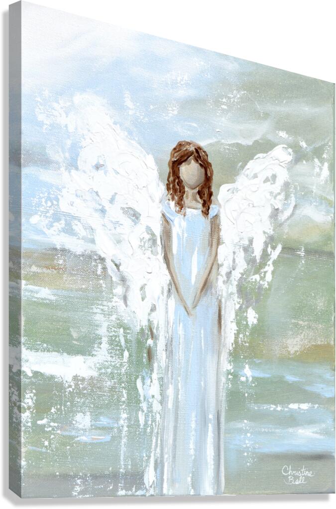 Load image into Gallery viewer, &amp;quot;Her Blessings&amp;quot; GICLEE PRINT, Angel Painting, Modern Blue Green Guardian Angel
