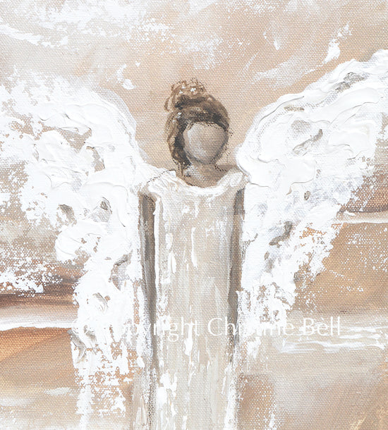 Load image into Gallery viewer, &amp;quot;She Bestows Strength&amp;quot; New ORIGINAL Angel Painting, Textured, Neutral, 12x16&amp;quot;
