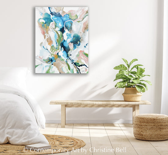 Load image into Gallery viewer, &amp;quot;Low Tide&amp;quot; GICLEE PRINT, FRAMED CANVAS Art Coastal Abstract Painting
