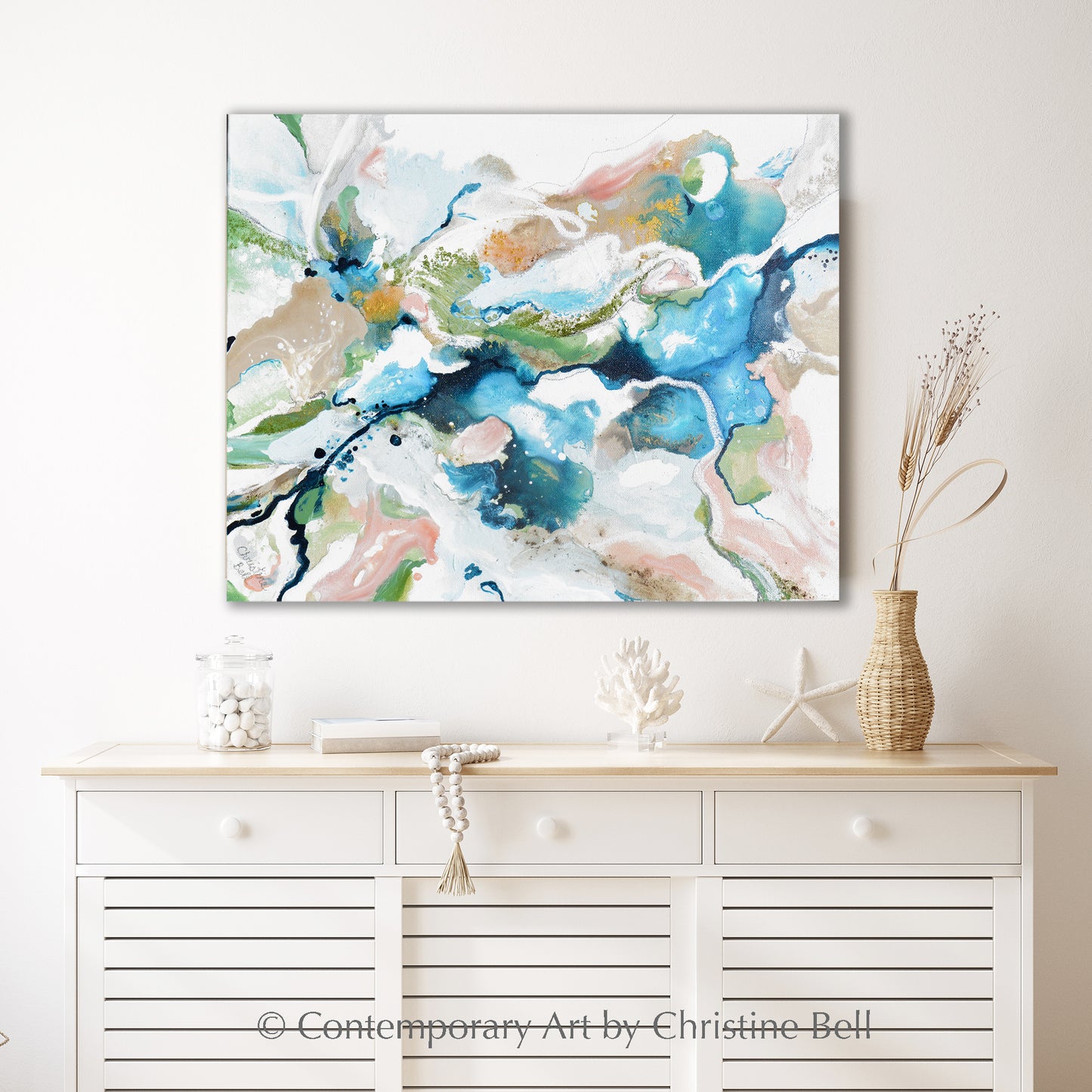 "Low Tide" GICLEE PRINT, FRAMED CANVAS Art Coastal Abstract Painting
