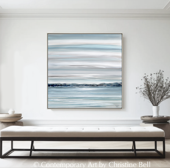 "Haven of Solitude" ORIGINAL Textured Coastal Abstract Painting, 36x36"