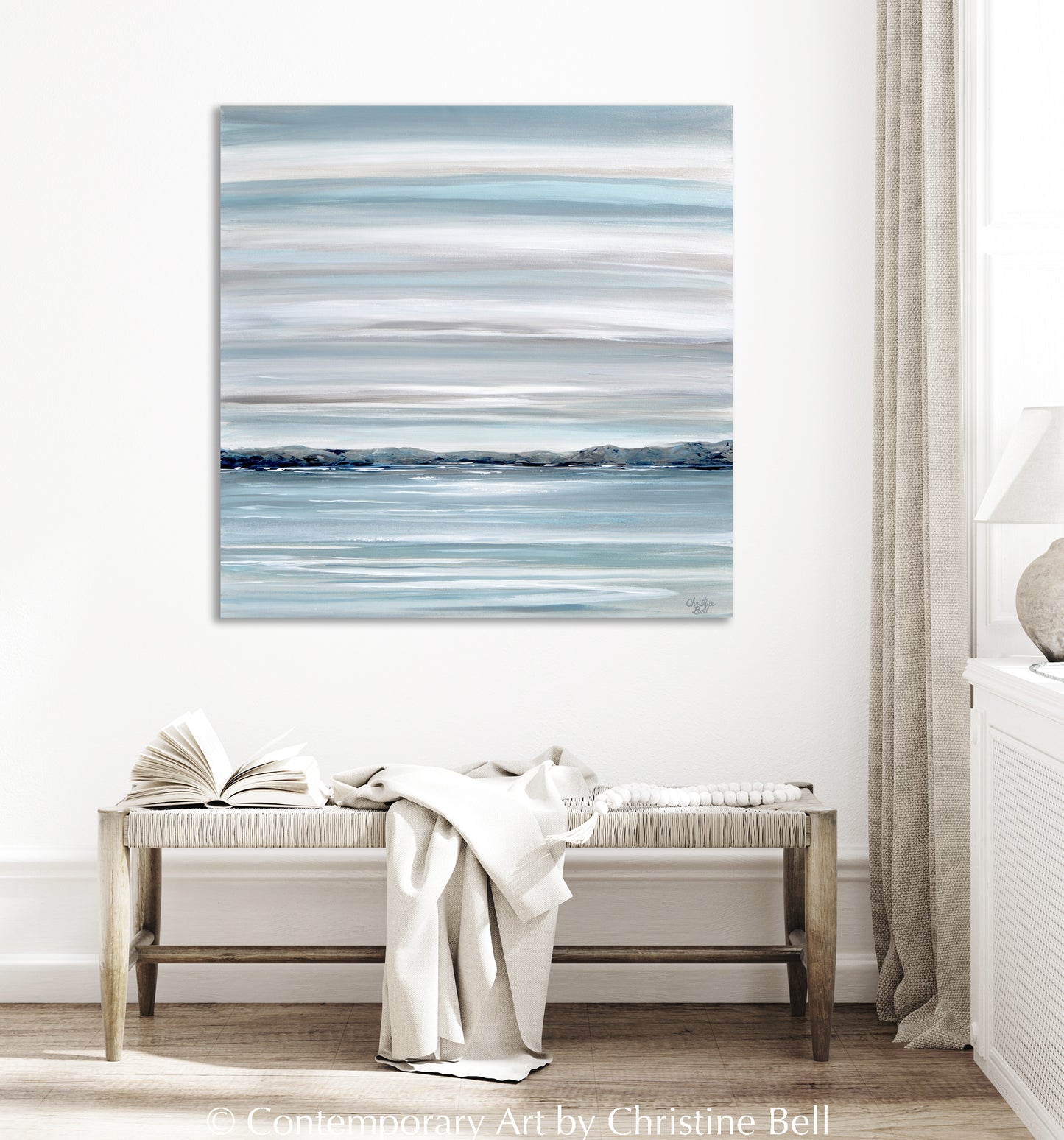 Load image into Gallery viewer, &amp;quot;Haven of Solitude&amp;quot; ORIGINAL Textured Coastal Abstract Painting, 36x36&amp;quot;
