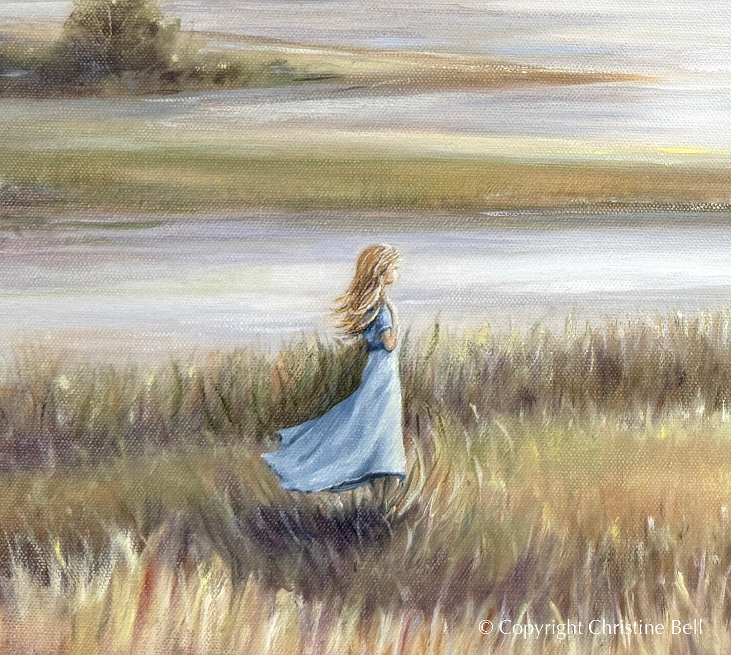"In Her Own World" ORIGINAL Coastal Landscape Oil Painting, Ocean Seascape Figurative, 30x24"