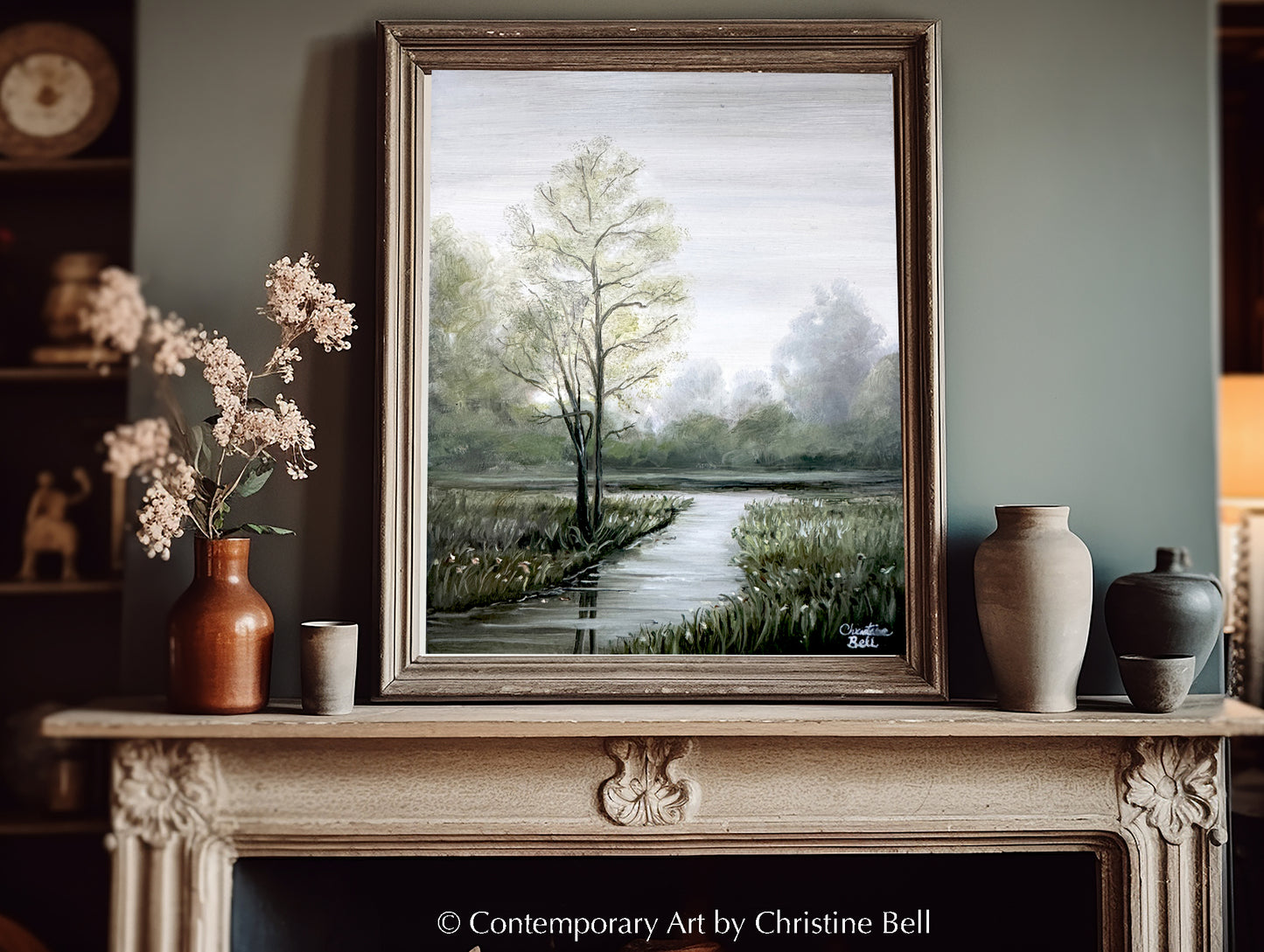 "Idyllic Moments" ORIGINAL Coastal Landscape Oil Painting, Copper Panel, Framed, 6x8"