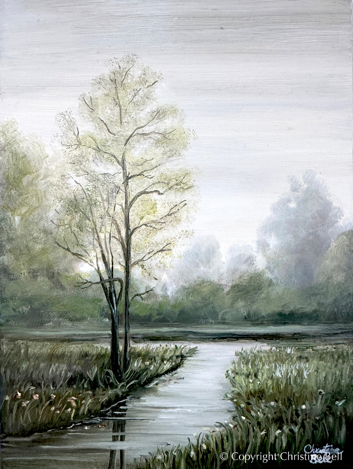 "Idyllic Moments" ORIGINAL Coastal Landscape Oil Painting, Copper Panel, Framed, 6x8"