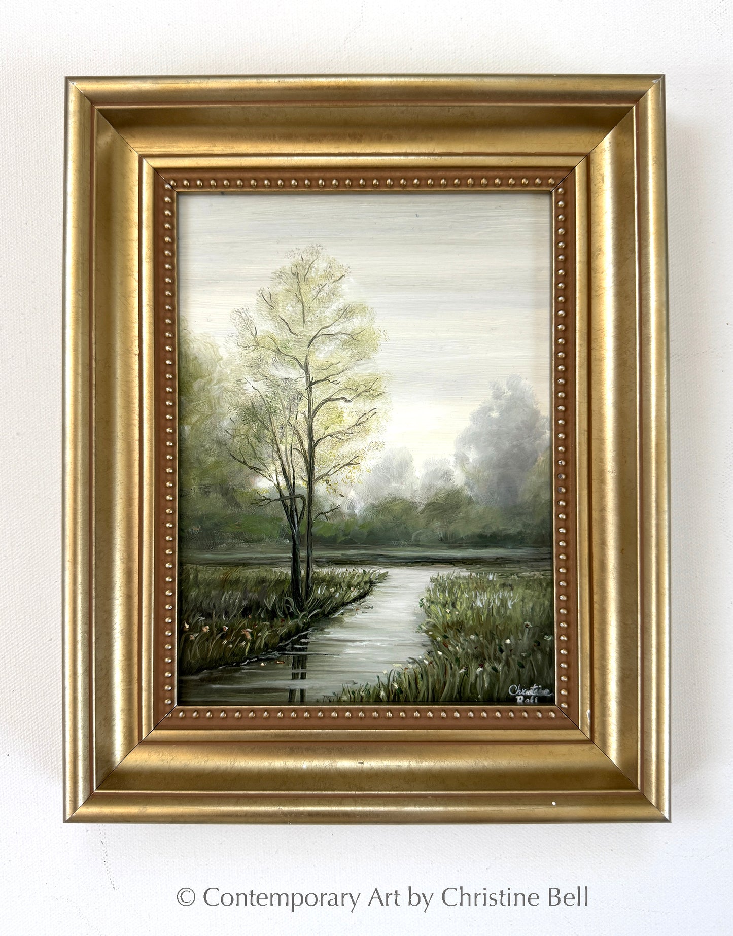 "Idyllic Moments" ORIGINAL Coastal Landscape Oil Painting, Copper Panel, Framed, 6x8"