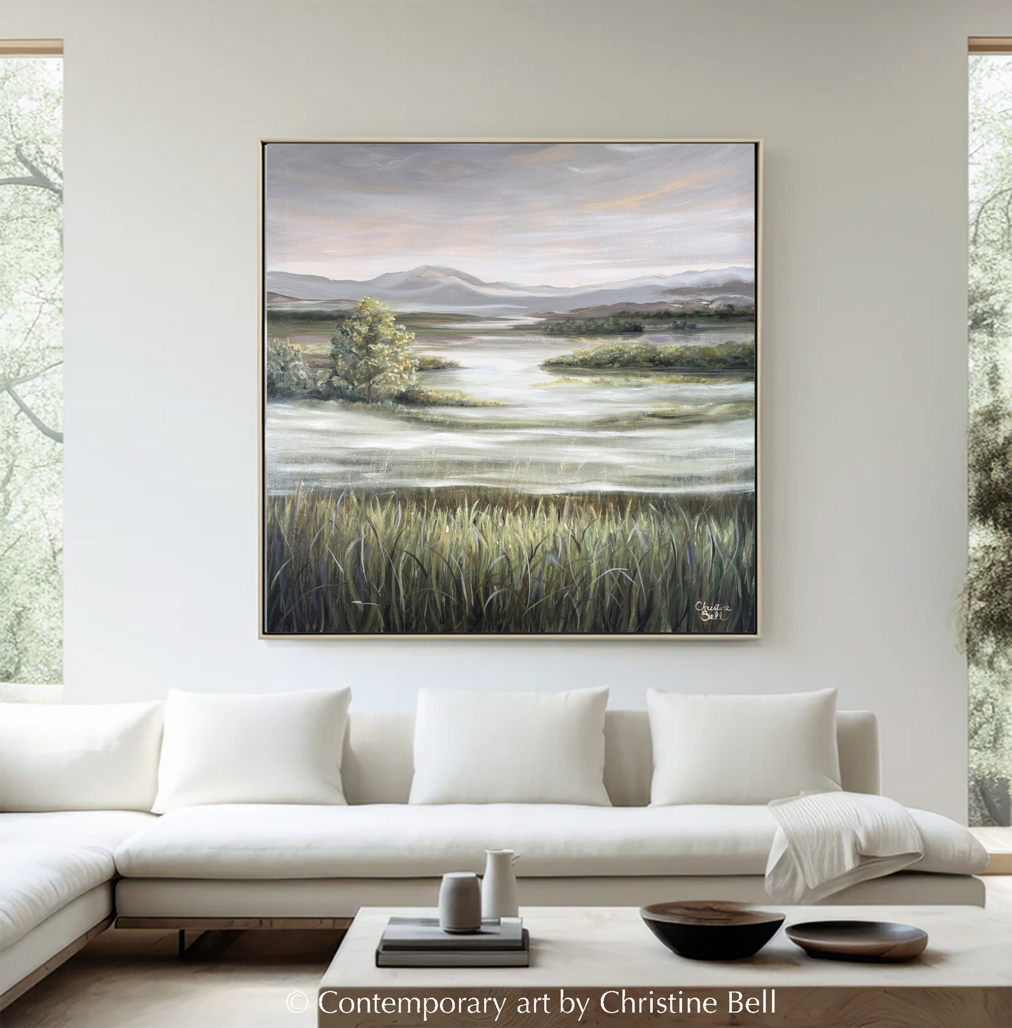 "Beyond the Mist" ORIGINAL Coastal Landscape Oil Painting, 30x30"