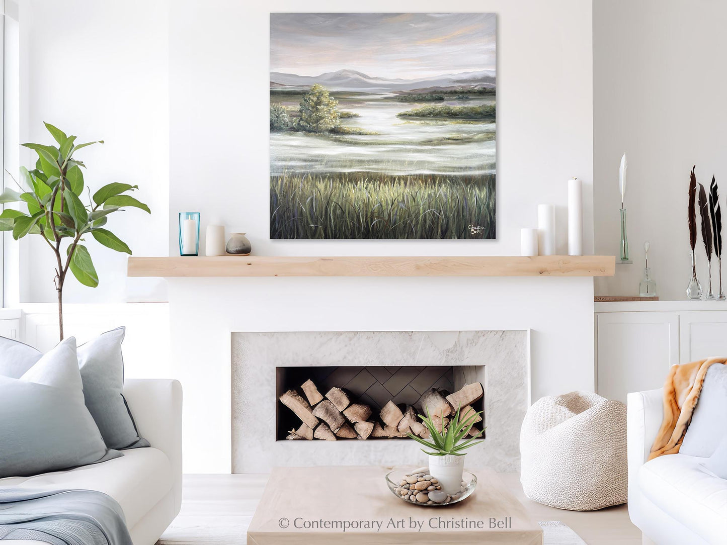 "Beyond the Mist" ORIGINAL Coastal Landscape Oil Painting, 30x30"