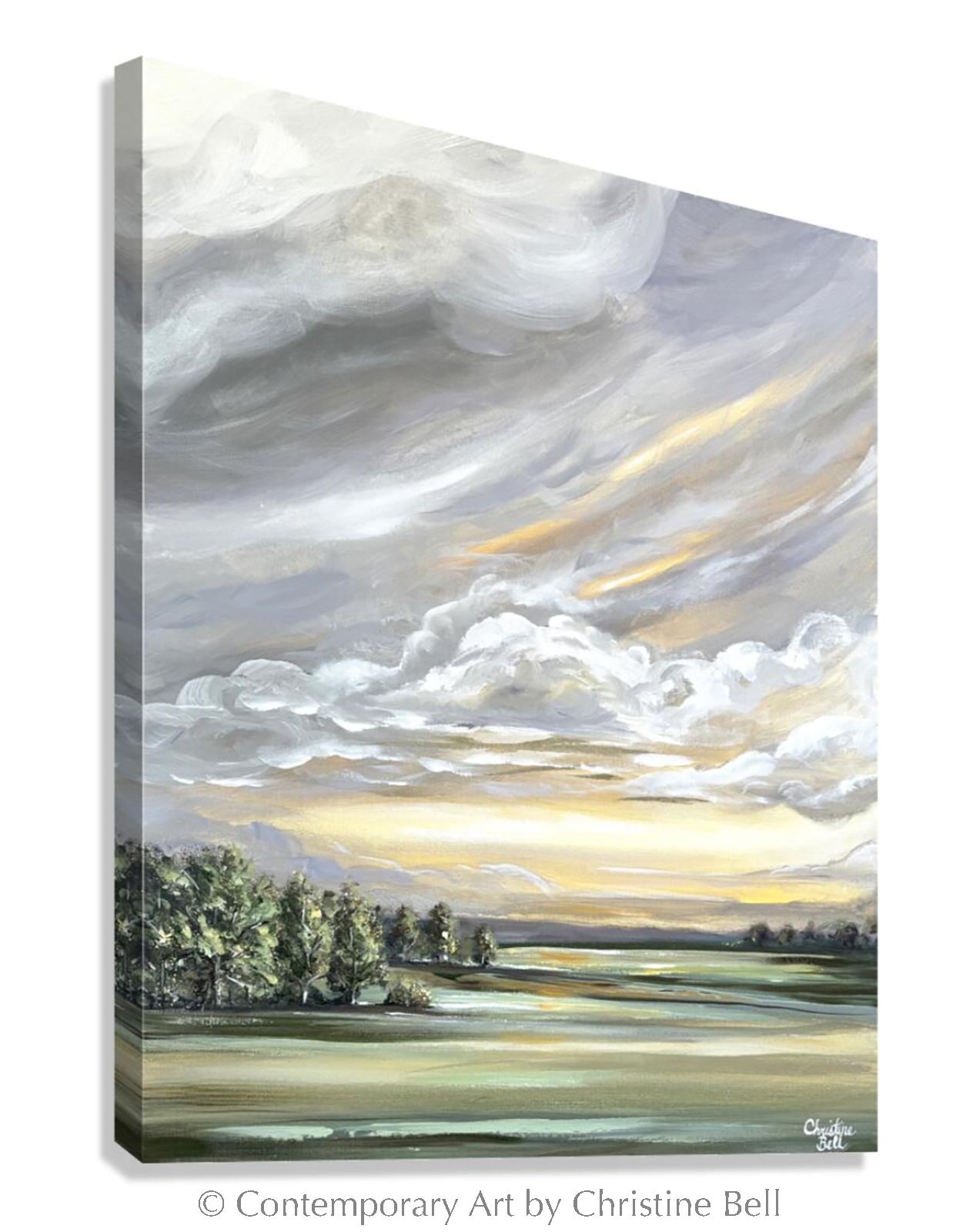 Load image into Gallery viewer, &amp;quot;Luminous Sunrise&amp;quot; GICLÉE PRINT, Modern Landscape Painting, Golden Sunrise, Sunset
