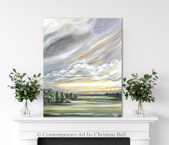 "Luminous Sunrise" ORIGINAL Landscape Oil Painting, Golden Sunset, Sunrise 24x30"