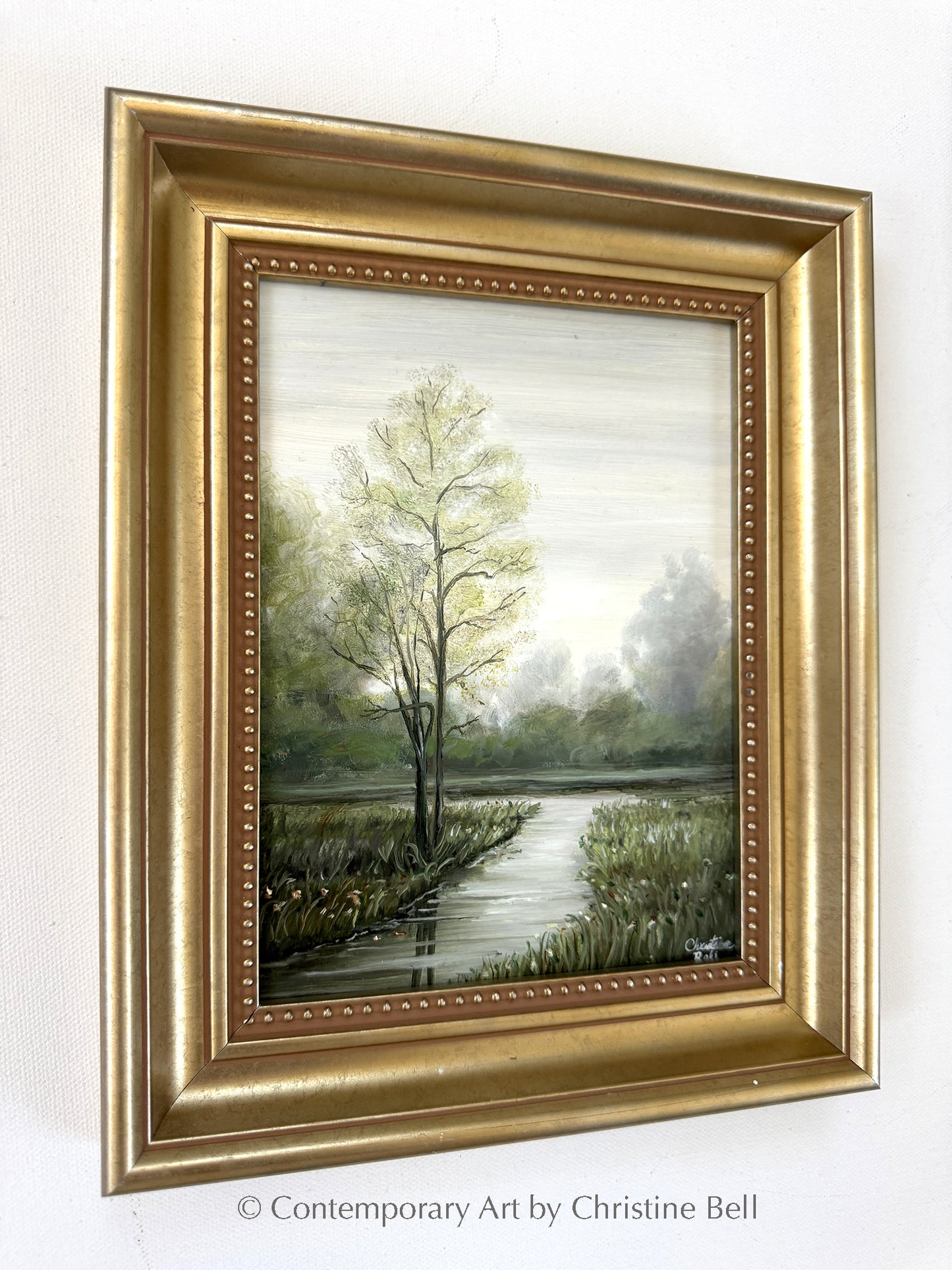 "Idyllic Moments" ORIGINAL Coastal Landscape Oil Painting, Copper Panel, Framed, 6x8"