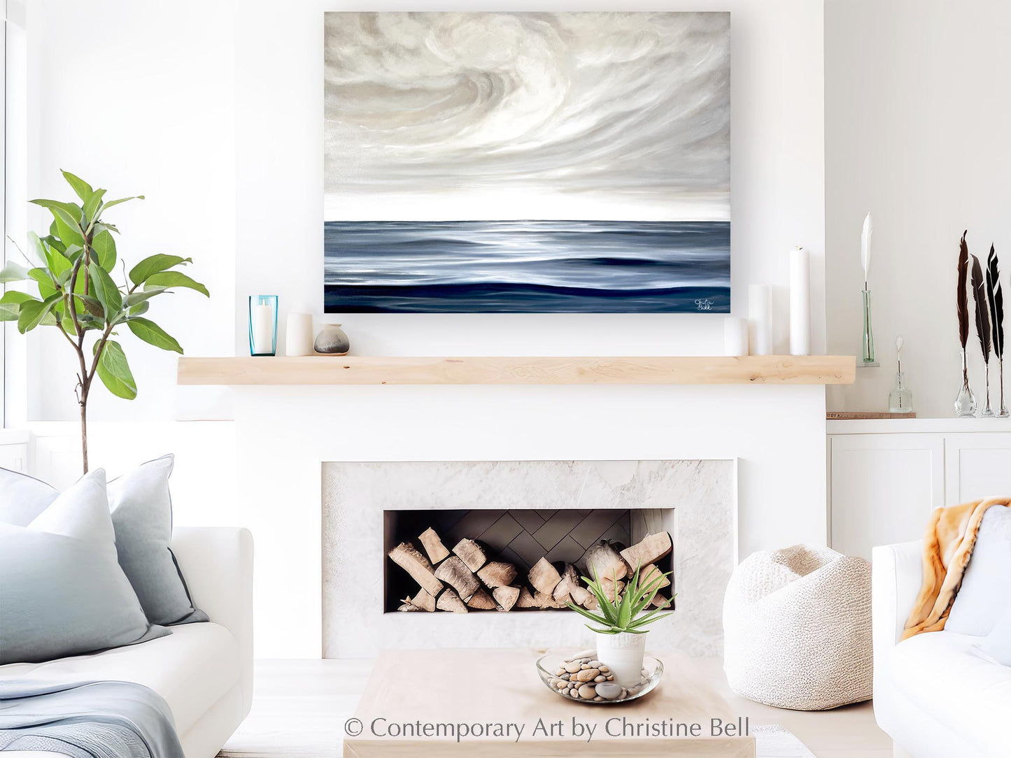 "The Calm Before the Storm" GICLÉE PRINT, Modern Coastal Ocean Seascape Beach Painting