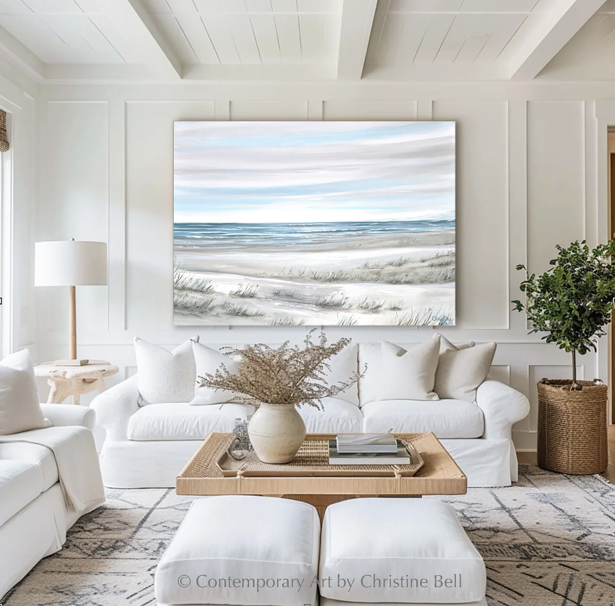 Canvas Print Seascape Painting Coastal Beach Neutral Wall Art Decor ...
