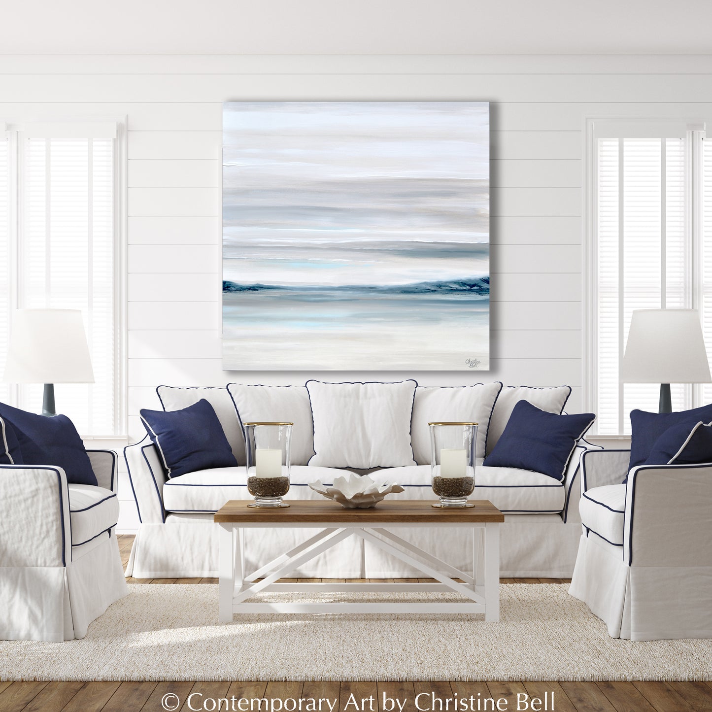 Load image into Gallery viewer, &amp;quot;Coastal Mood&amp;quot; ORIGINAL Coastal Abstract Painting 36x36&amp;quot;
