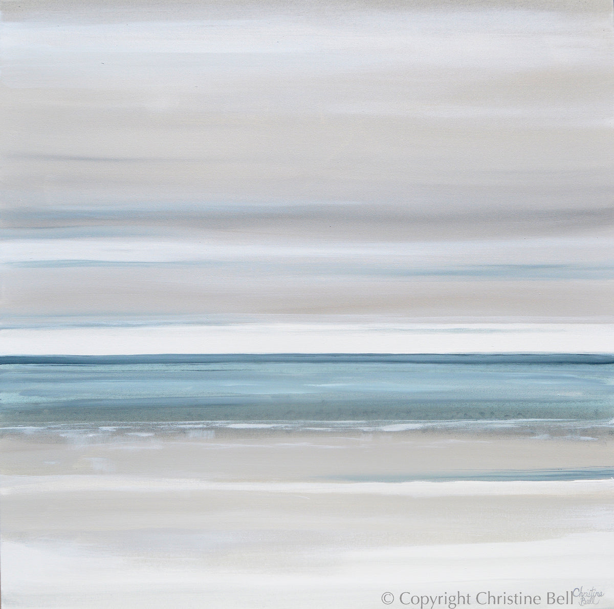 Christine Rua Rda Canvas Print Abstract Painting Coastal Art Blue White Grey Beach Decor ...