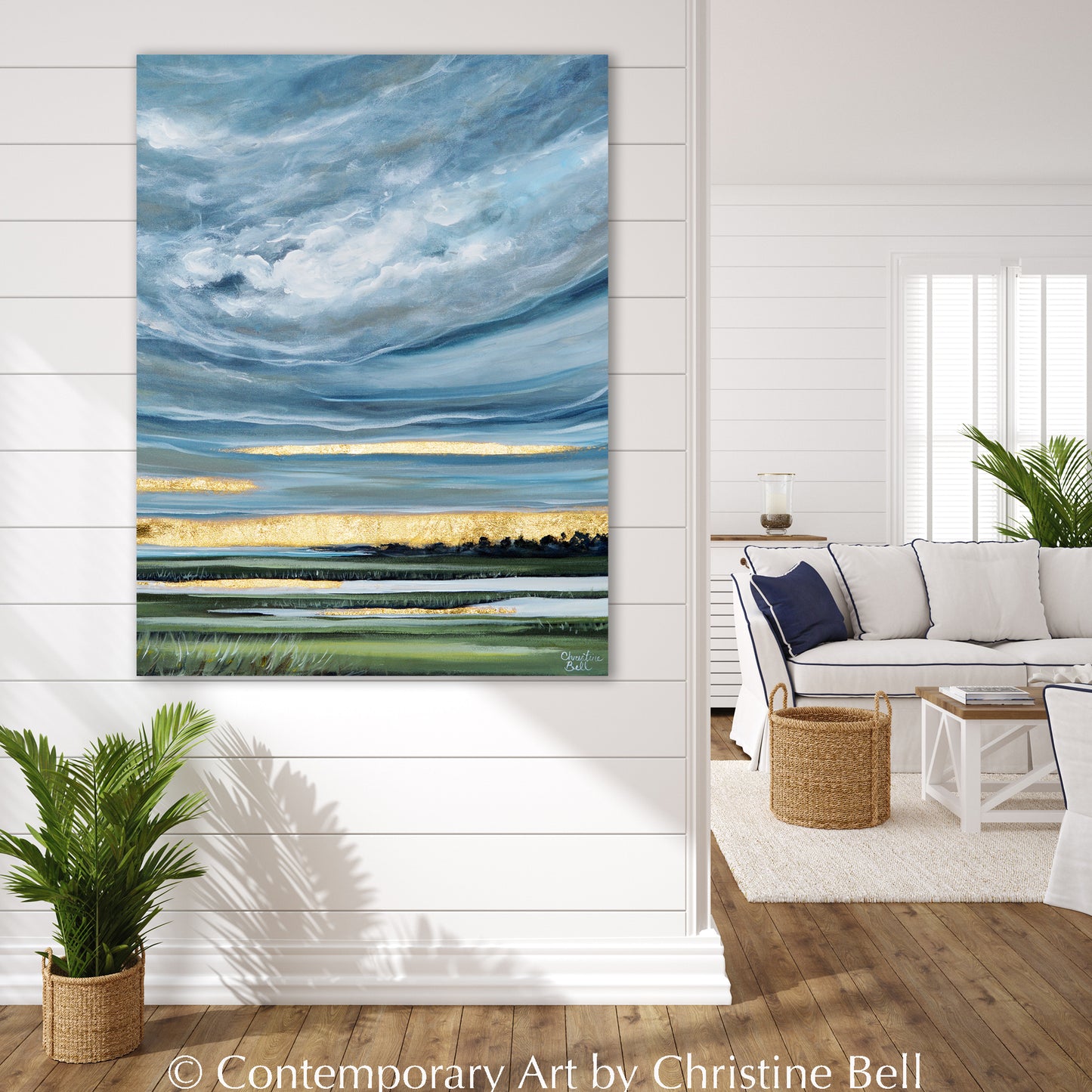 "The Light After the Storm II" GICLEE PRINT Art Coastal Abstract Painting Landscape Gold Leaf