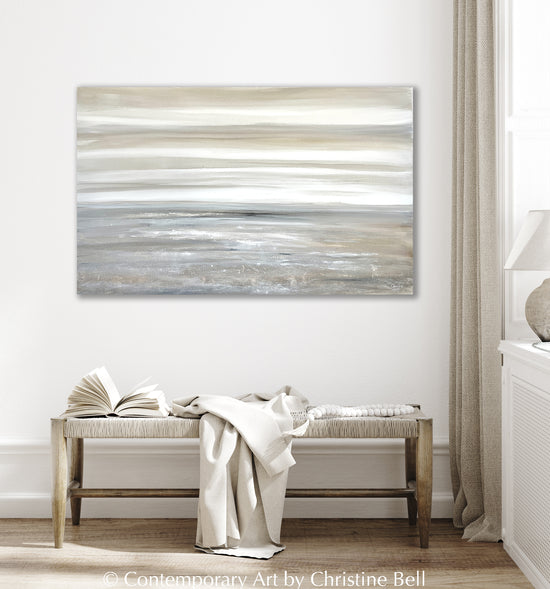 Load image into Gallery viewer, &amp;quot;Sand Dunes&amp;quot; Giclée Print, Coastal Abstract Painting, Grey, Beige, Taupe, White,
