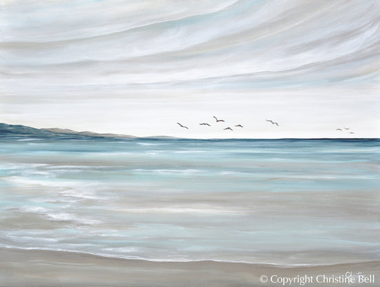 "Come Fly With Me" ORIGINAL Coastal Seascape Painting, Sea Birds, 48x36"