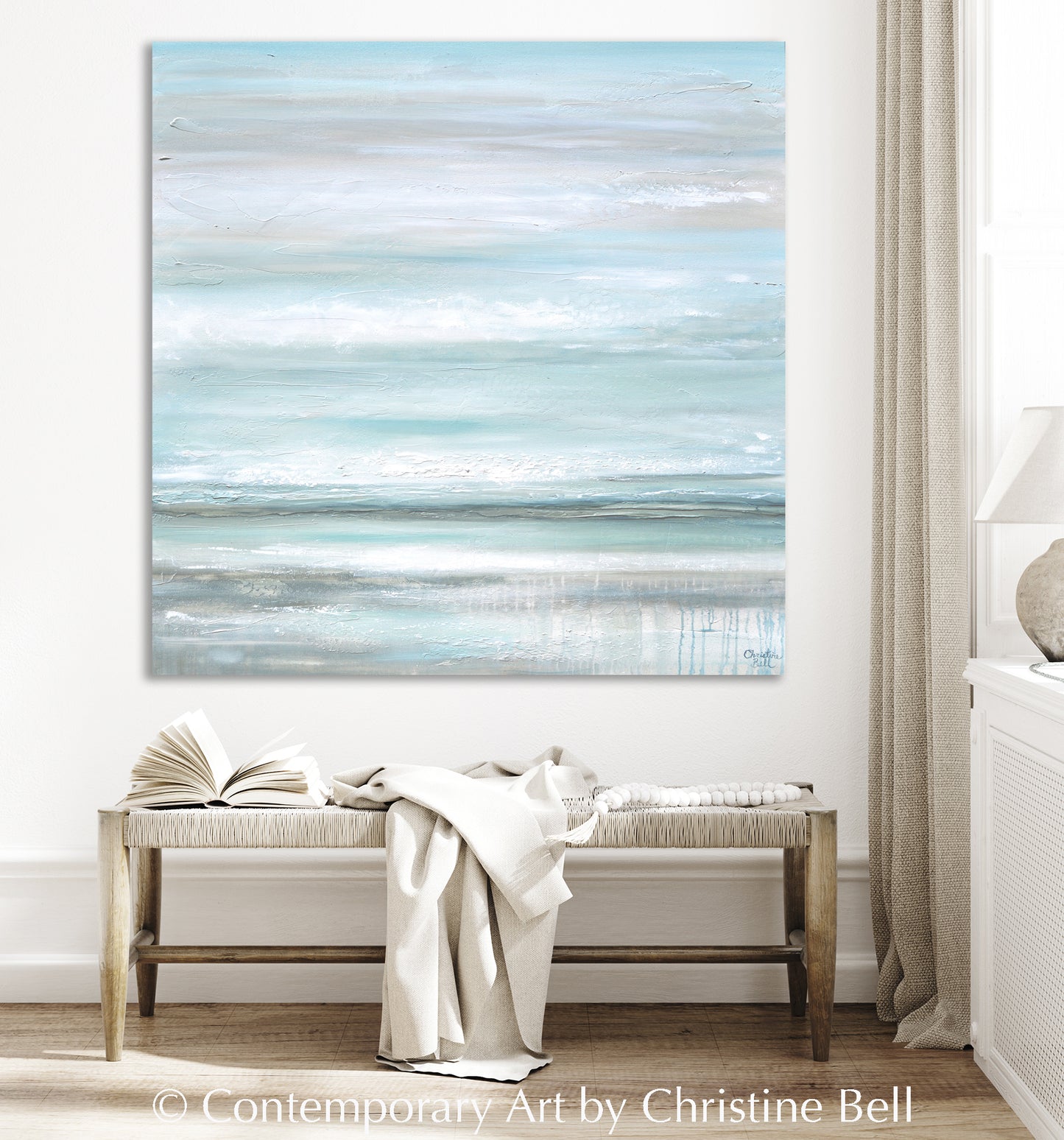 "Euphoria" ORIGINAL Textured Coastal Abstract Painting, XL 48x48"