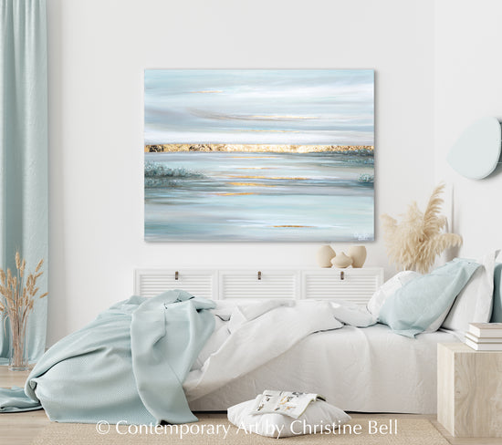 Load image into Gallery viewer, &amp;quot;Aurora&amp;quot; ORIGINAL Painting, Seascape with Gold Leaf, 40x30&amp;quot;
