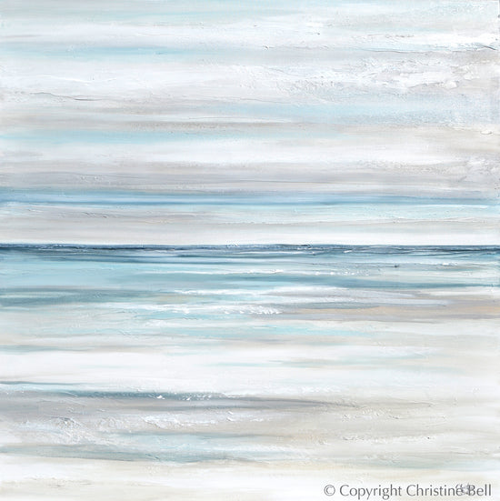 "Tranquility" ORIGINAL Textured Coastal Abstract Painting, XL 48x48"