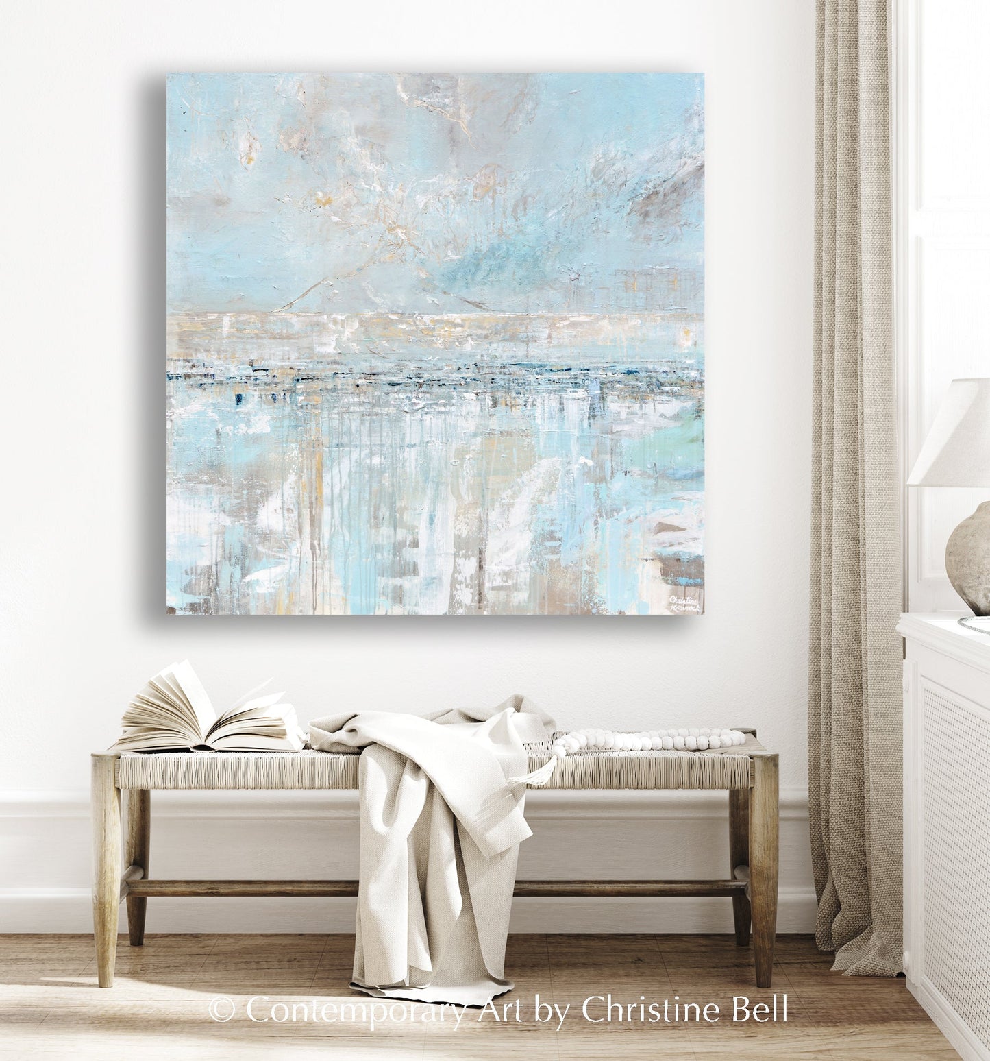 Load image into Gallery viewer, &amp;quot;Sea Breeze&amp;quot; Giclée Print Light Blue Coastal Abstract Painting
