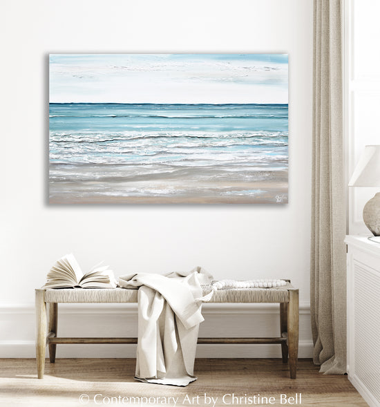 "A Beach Escape" ORIGINAL Textured Seascape Painting 48x30"