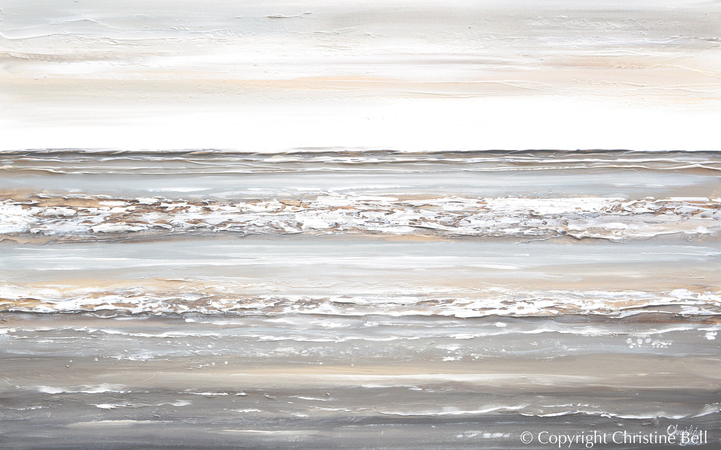 "Rejuvenation" ORIGINAL Textured Neutral Seascape Painting, 48x30"