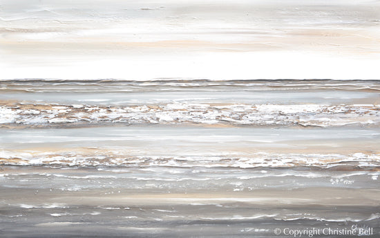 "Rejuvenation" ORIGINAL Textured Neutral Seascape Painting, 48x30"
