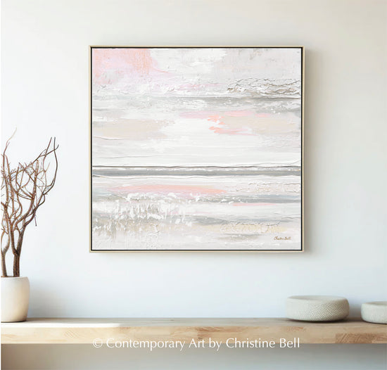 Load image into Gallery viewer, &amp;quot;Pebble Beach&amp;quot; ORIGINAL, TEXTURED Neutral Abstract Painting, Available Framed, 24x24&amp;quot;
