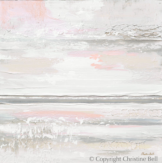 "Pebble Beach" ORIGINAL, TEXTURED Neutral Abstract Painting, Available Framed, 24x24"