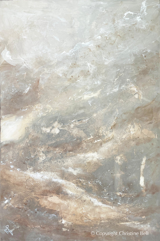 "Desert Sands" ORIGINAL, TEXTURED Neutral Abstract Painting, Available Framed, 36x24"