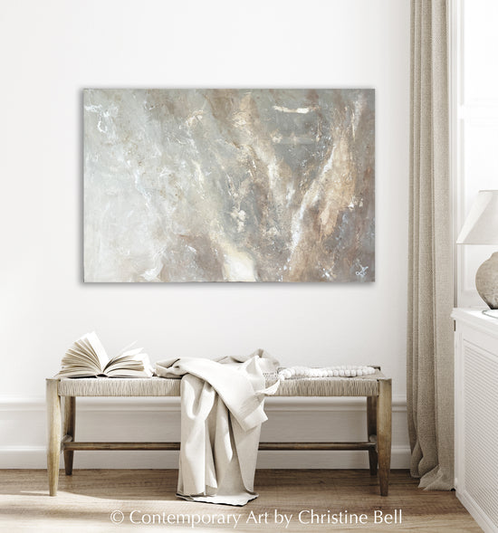 "Desert Sands" ORIGINAL, TEXTURED Neutral Abstract Painting, Available Framed, 36x24"