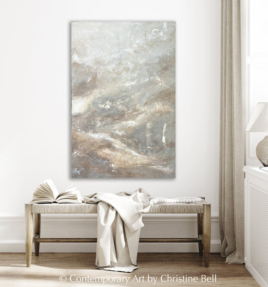 "Desert Sands" ORIGINAL, TEXTURED Neutral Abstract Painting, Available Framed, 36x24"