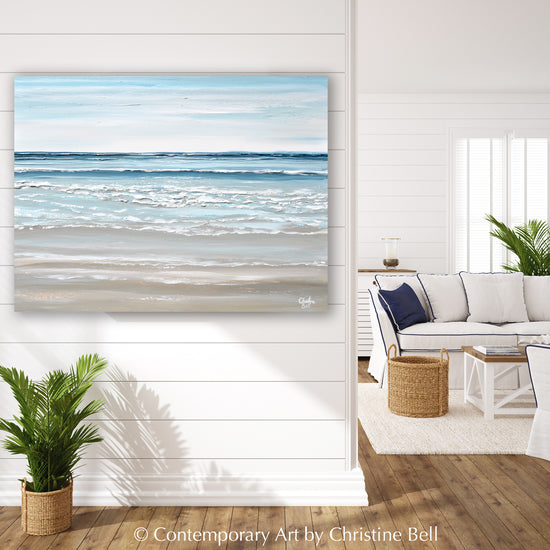 Load image into Gallery viewer, &amp;quot;Tranquility Awaits&amp;quot; ORIGINAL Textured Seascape Painting, 40x30&amp;quot;
