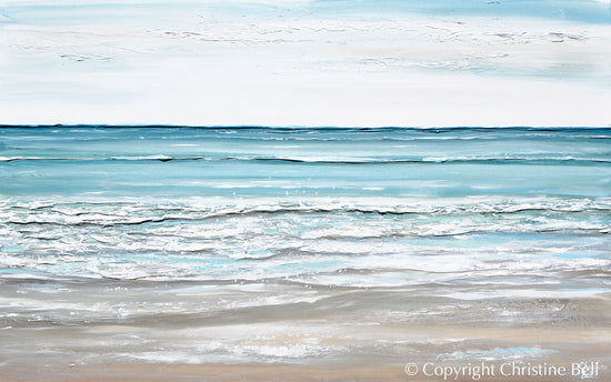 "A Beach Escape" ORIGINAL Textured Seascape Painting 48x30"