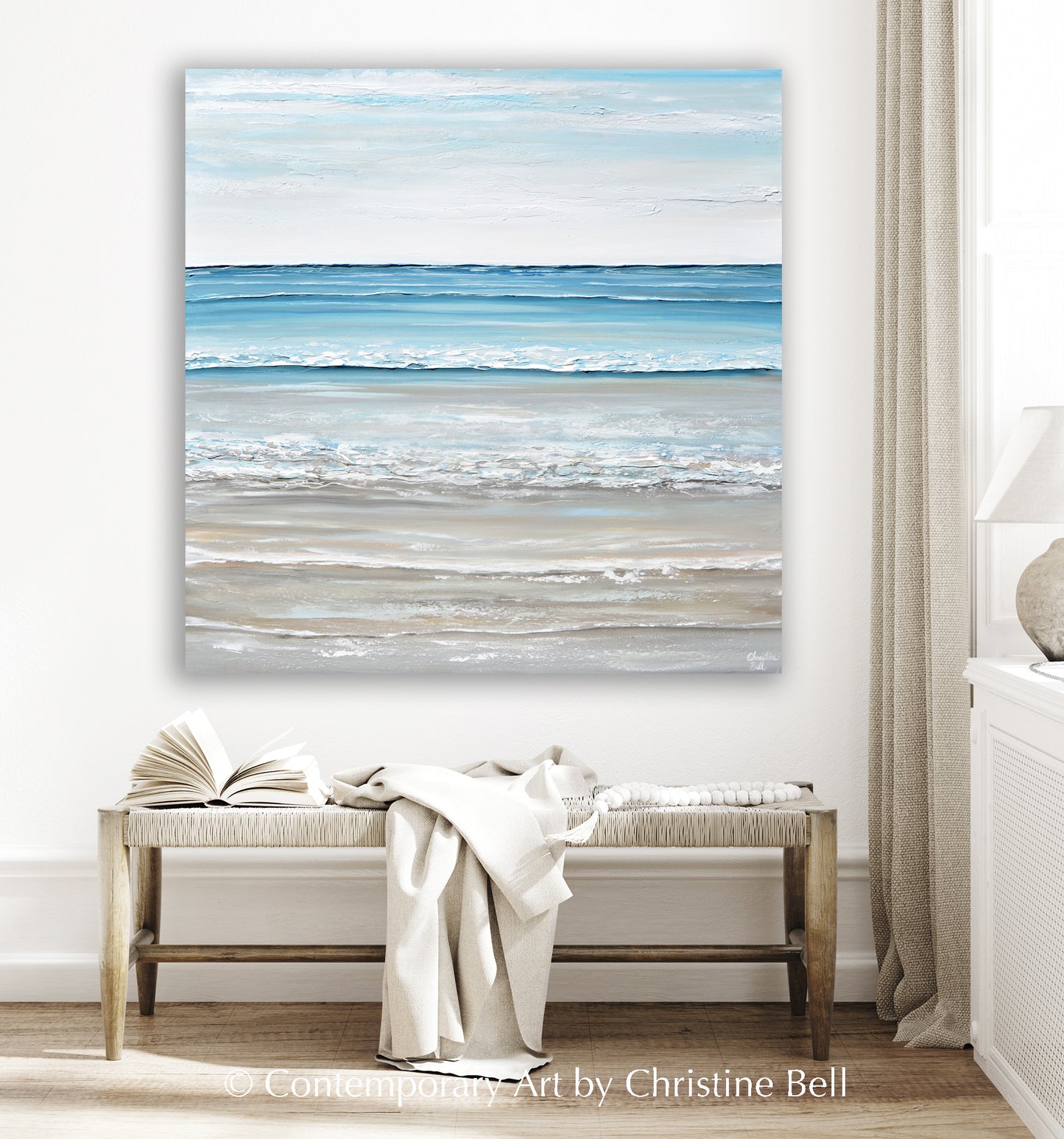 Load image into Gallery viewer, &amp;quot;Swept Away&amp;quot; ORIGINAL Textured Seascape Painting XL 48x48&amp;quot;
