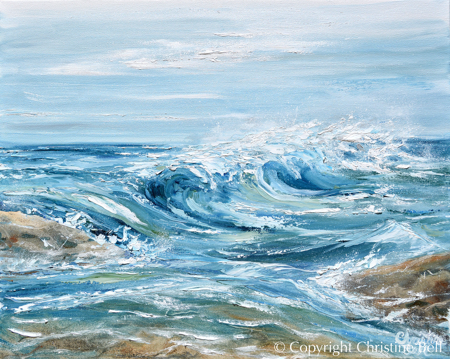 "Sea Spray" ORIGINAL Coastal Abstract Seascape Painting, 20x16"