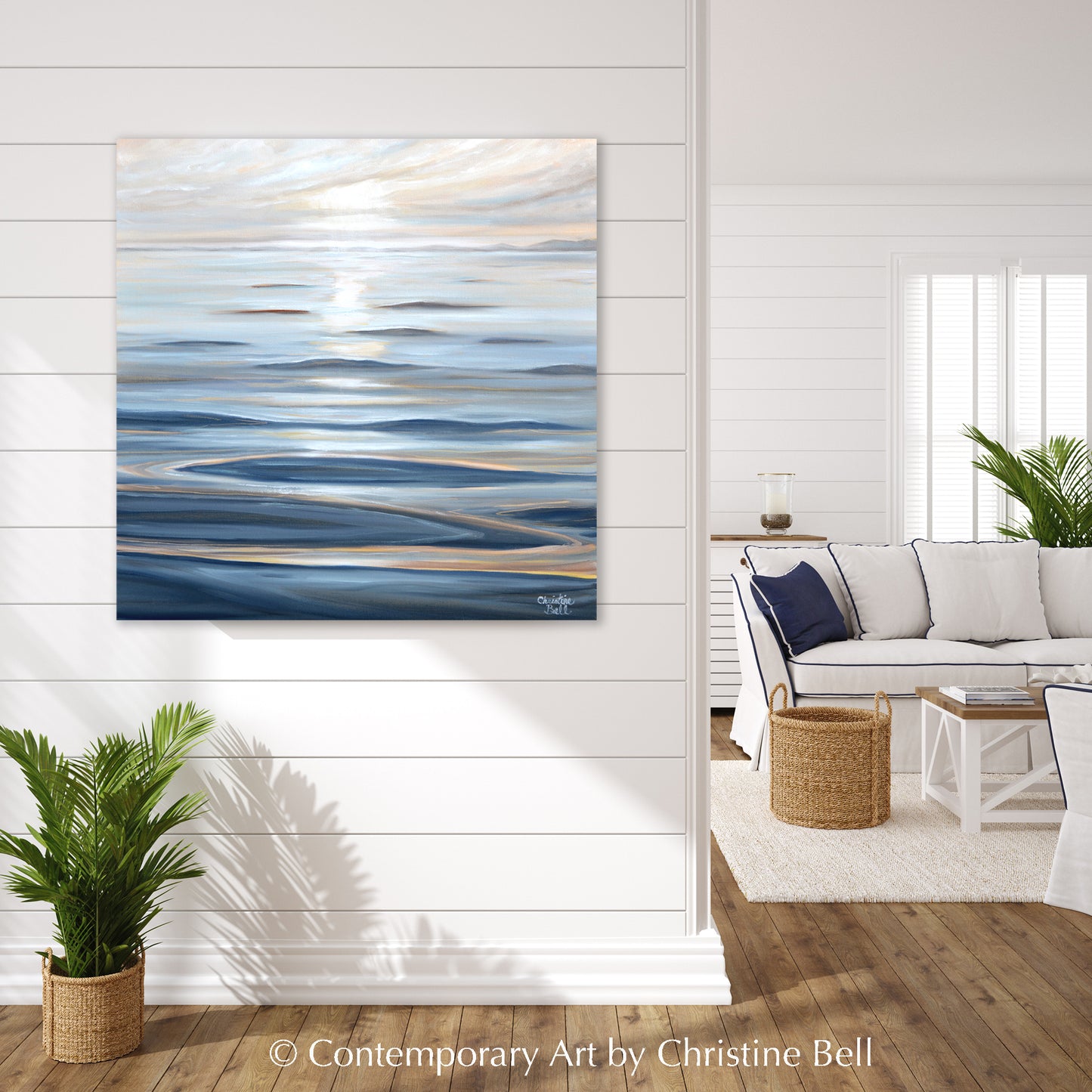 ORIGINAL Ocean Painting Gentle Waves Seascape Blue Coastal Wall Art original-ocean-painting-gentle-waves-seascape-blue-coastal-wall-art