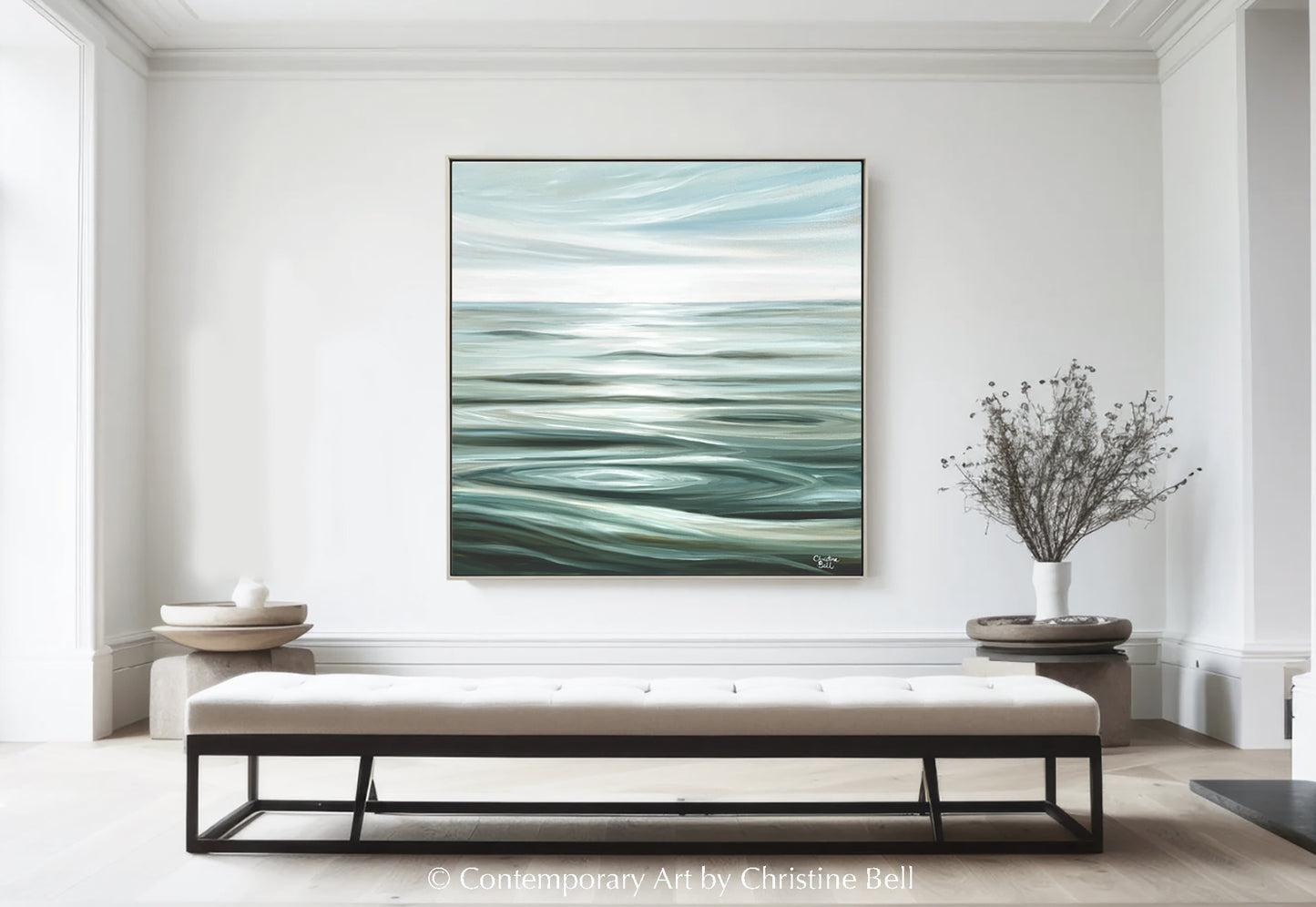 ORIGINAL Ocean Painting Seascape Gentle Waves Blue Coastal Wall Decor original-ocean-painting-seascape-gentle-waves-blue-coastal-wall-decor