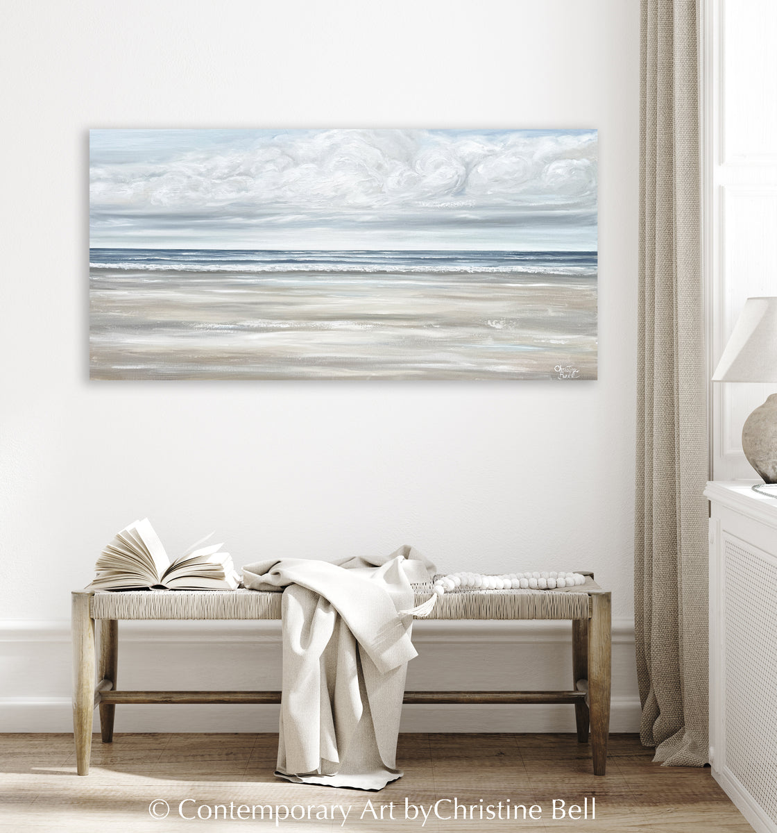 ORIGINAL Abstract Ocean Painting Seascape Beach Coastal Home Wall Art ...