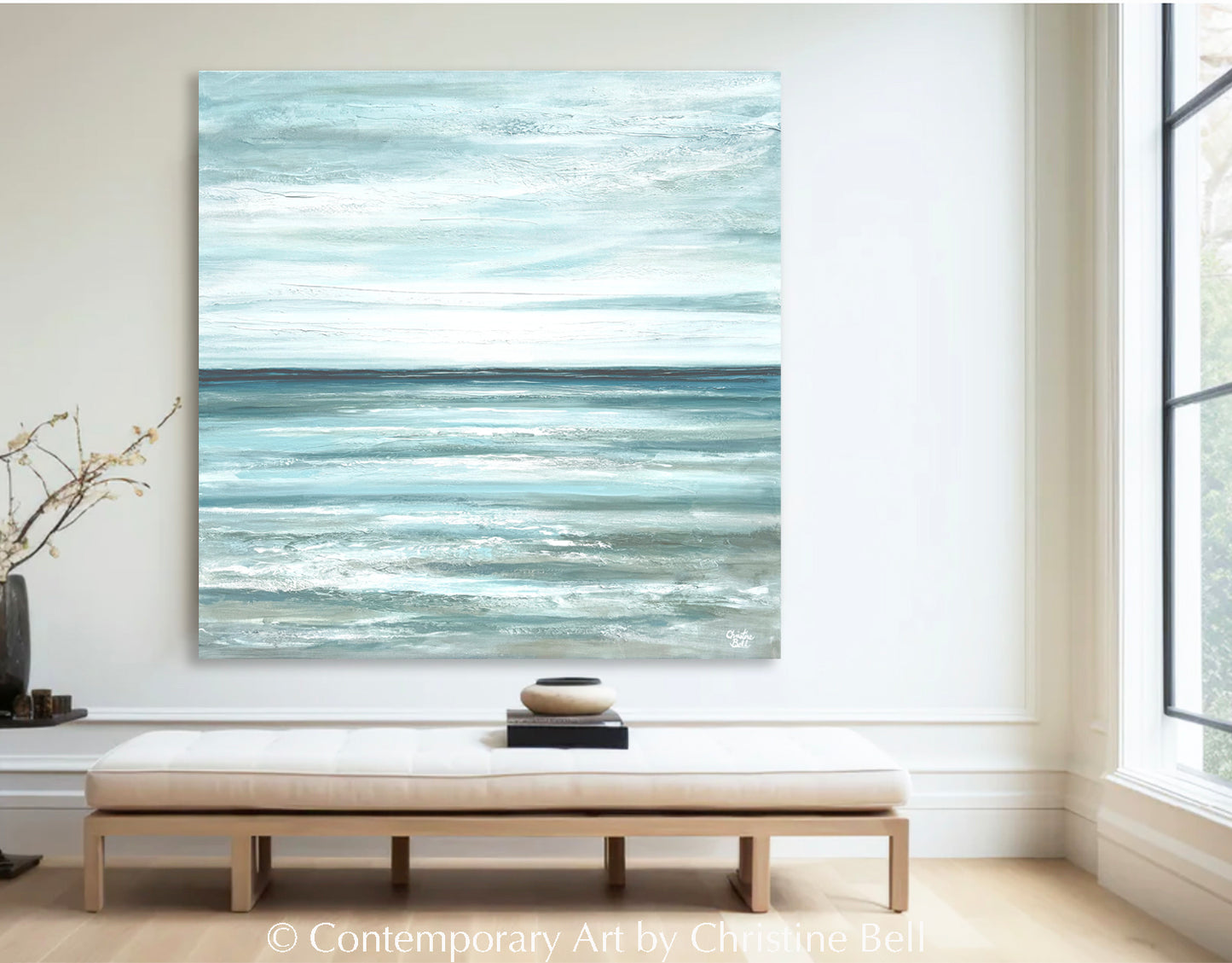 Visual Reference: Coastal Serenity Original Coastal Abstract Paintings Minimalist Art