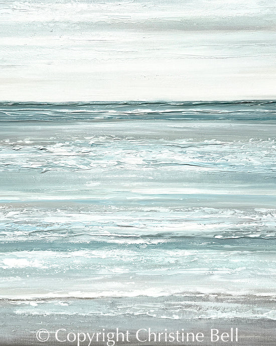 "Seaside Solace" NEW, ORIGINAL, TEXTURED Coastal Abstract Ocean Seascape Painting 48x30"