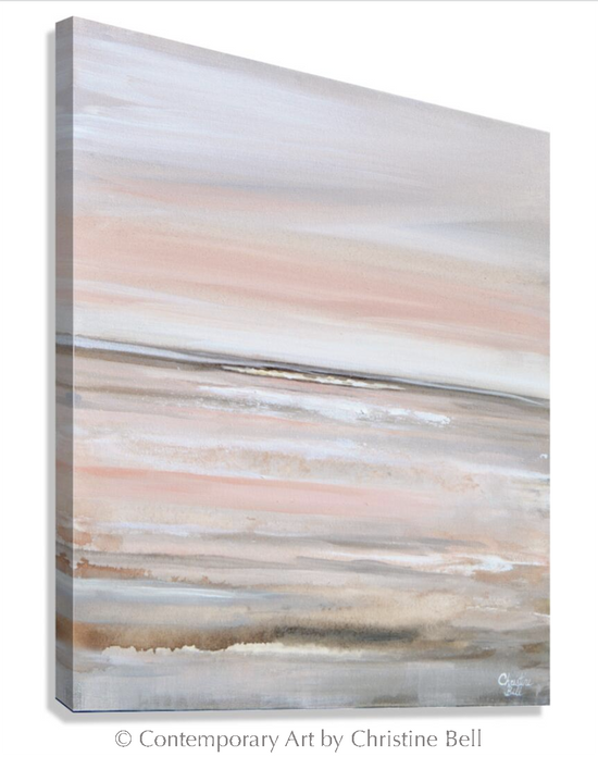 Load image into Gallery viewer, &amp;quot;Warm Dawn&amp;quot; GICLÉE PRINT, Coastal Abstract Painting, Grey, Beige, White, Pink
