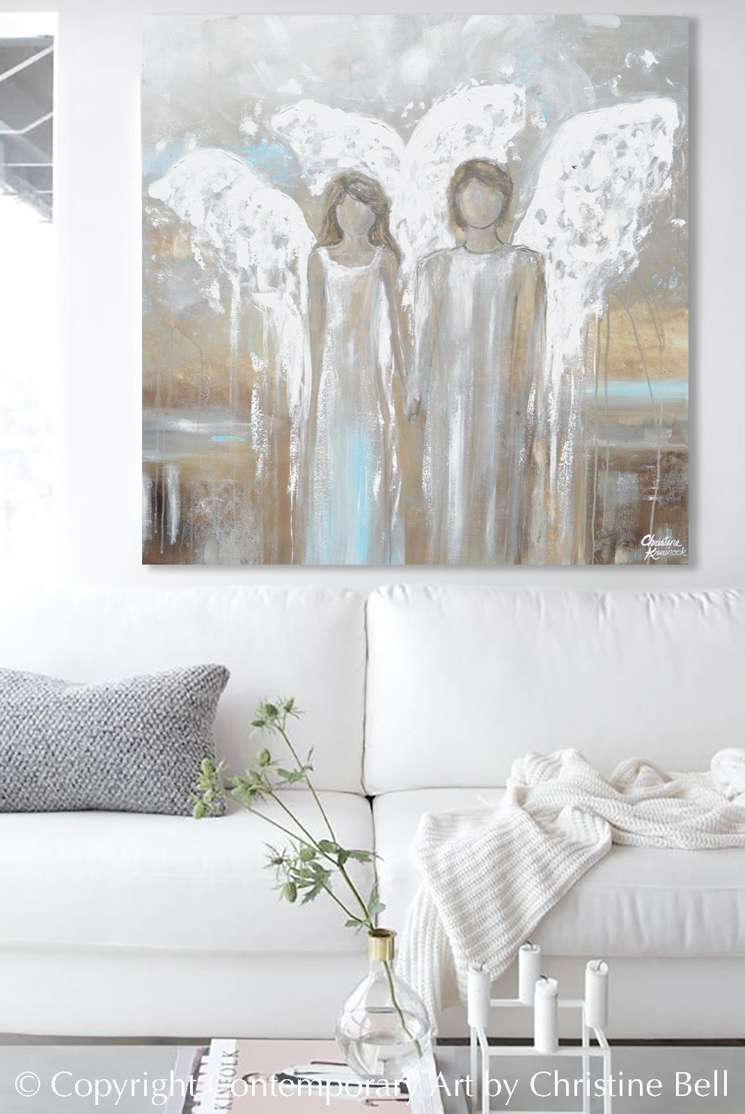 Abstract Eangels Angel Paintings abstract art guardian angels spiritual wall art decor ...