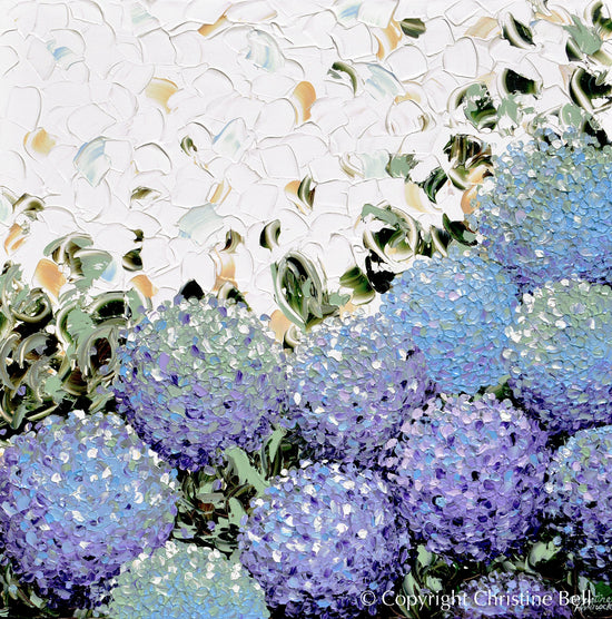 CUSTOM FOR CARLA -"Garden in Bloom" Original Fine Art Hydrangea Painting Floral Flowers 36x24"