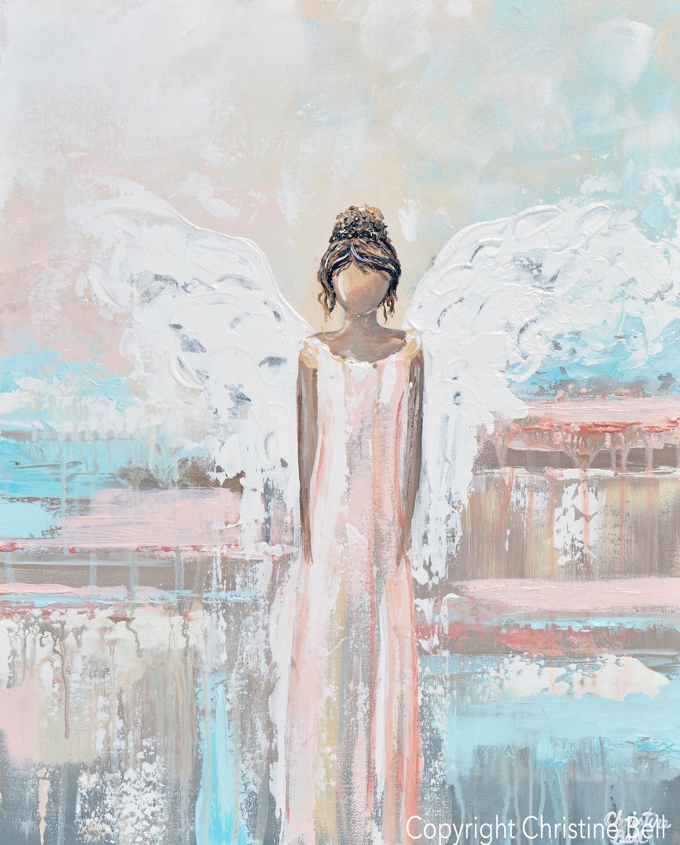 Angel Paintings abstract art guardian angels spiritual wall art decor ...