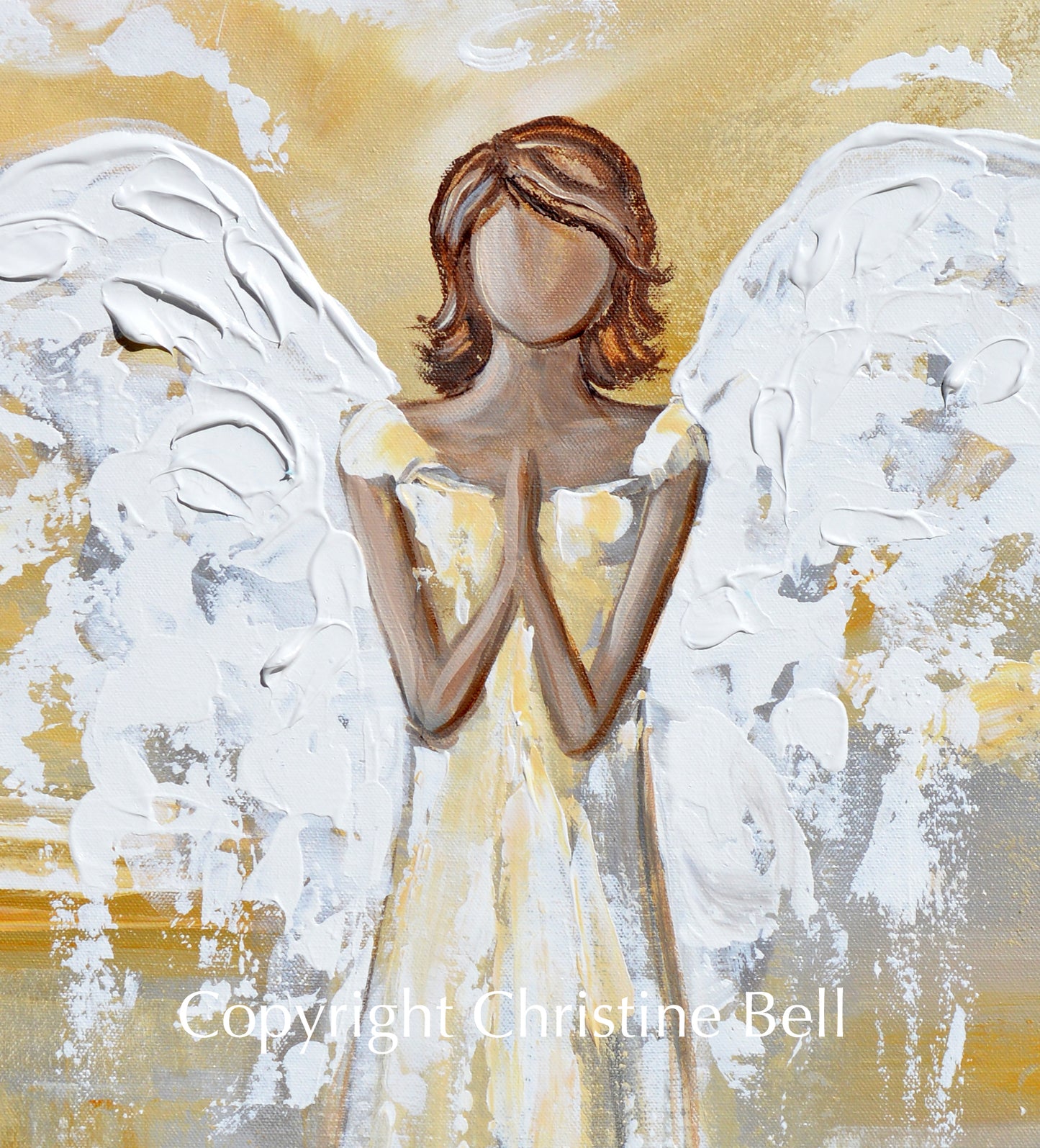 Load image into Gallery viewer, &amp;quot;Bringing Light and Hope&amp;quot; ORIGINAL Abstract Angel Painting Guardian Angel Gold Leaf White Grey 24x30&amp;quot;
